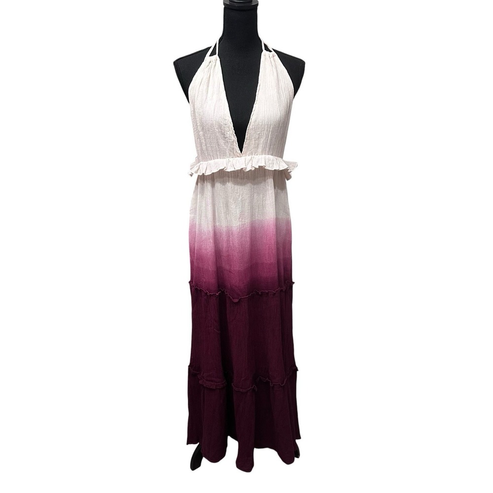 Earthbound Size XXL Ombre Halter Maxi Dress Boho Tassel Backless Festival